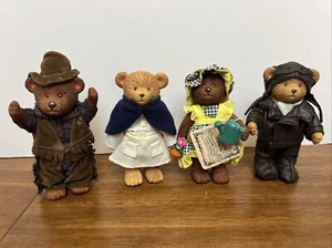 Vintage Russ Teddy Town Plastic Resin Jointed Movable Bear Figures Lot Of 4 - Picture 1 of 5