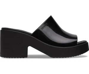 NIB Crocs Women's Brooklyn High Shine Heel Slide Sandals Black 209709 001 - Picture 1 of 8