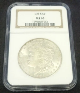 1921-S MORGAN SILVER DOLLAR NGC MS63. REDUCED 2/28/25 (2421) - Picture 1 of 4