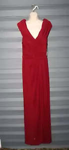 La Femme Dress 26519 Off Shoulder Ruched Jersey Maxi Dress Gown Size 14 WINE Red - Picture 1 of 10