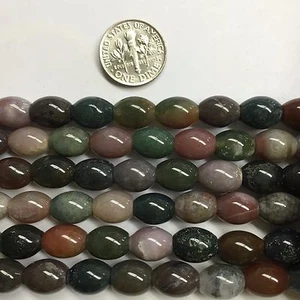 Fancy Agate 8x10mm Oval Barrel Natural Gemstone Beads 15.5 "for Jewelry Making - Picture 1 of 1