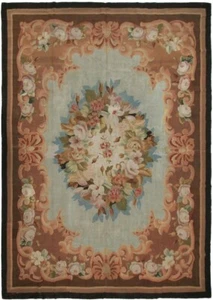 8x10 Authentic Stunning Antique Rug French Aubusson Rug Napoleon III Blue C.1890 - Picture 1 of 11