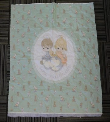 Manta acolchada vintage años 80 Precious Moments sin encuadernar tela y bateo #2842 Foto 1 de 4