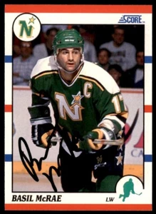 1990-91 Score Basil McRae On Card IP Auto North Stars #261 *Noles2148* - Picture 1 of 2