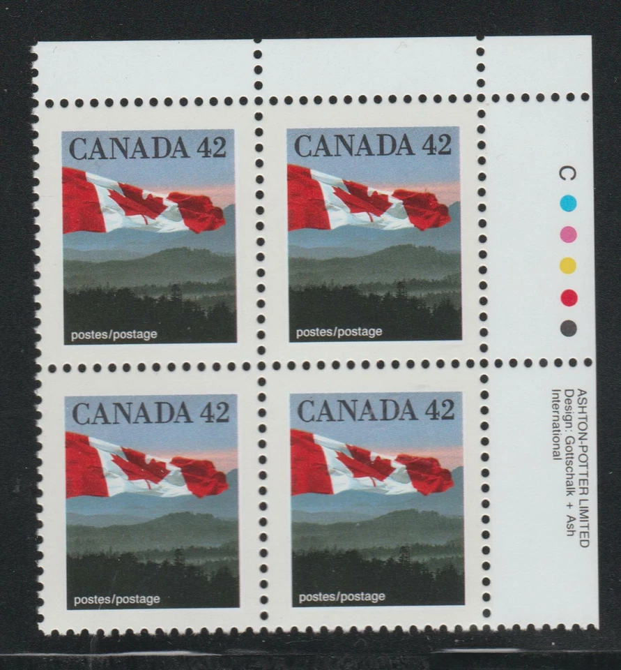 1991 Canada SC# 1356 UR - Domestic First-Class Rate - Plate Block M-NH Lot# 3316 - Image 1 of 1