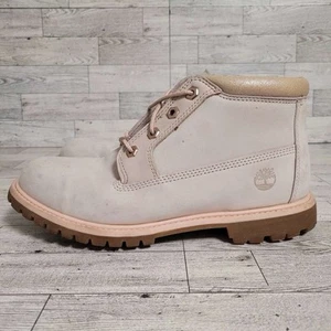 Women's Timberland Nellie Premium Rose Gold Leather Ankle Boots Size 9.5 - Picture 1 of 10