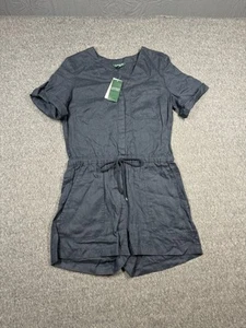 Lauren Ralph Lauren Womens Romper Size 4 Navy Blue Jump Suit Linen Nautical - Picture 1 of 24