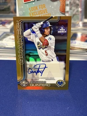 2025 Topps Pro Debut Eduardo Quintero Gold Auto  50/50 Dodgers Top Prospect SP - Image 1 of 2