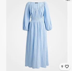 NWT J. Crew Midi Dress Cotton XL Lake Blue V-Neck Gauze Smocked Long Sleeve Maxi - Picture 1 of 16
