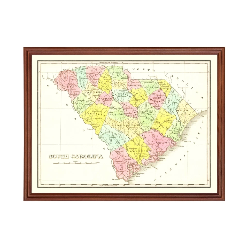 Old Map of South Carolina 1824 - Vintage South Carolina Art - Image 1 of 4