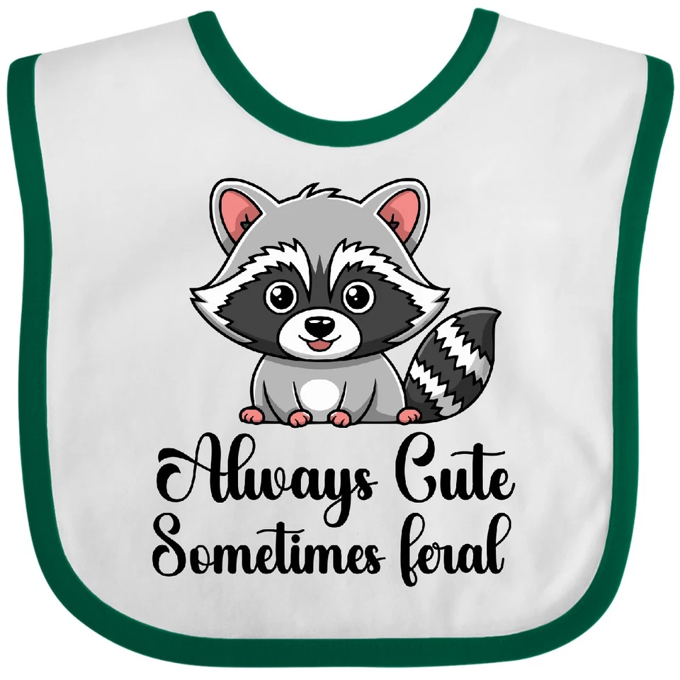 Inktastic mapache siempre lindo a veces salvaje bebé babero conjunto niña animales Foto 1 de 1