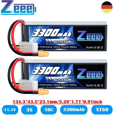 2x Zeee 11.1V 3S 3300mAh XT60 LiPo Akku 50C für RC Flugzeug RC Helicopter Quad - Bild 1 von 4