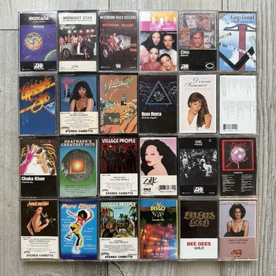 24x Disco / Funk Cassette Tape Lot: RARE Chic Village People Bee Gees Diana Ross - Image 1 of 3