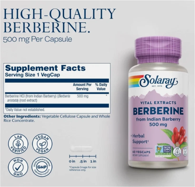 Solaray berberina 100 cápsulas vegetales 500 mg extractos vitales de agracejo indio caducidad 29/03 Foto 1 de 1