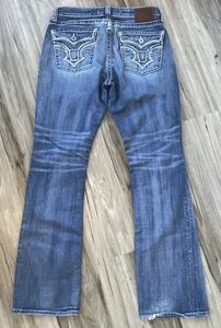Pantalones de mezclilla para mujer BIG STAR AVELLANA calce curvilíneo 32L bordados bigotes desgastados - Imagen 1 de 22