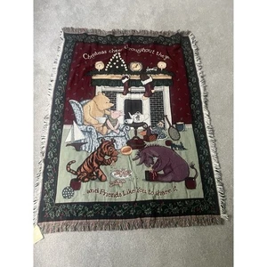 Manta clásica de Navidad Pooh Alegría durante todo el año Poohs Friends Nueva - Imagen 1 de 10