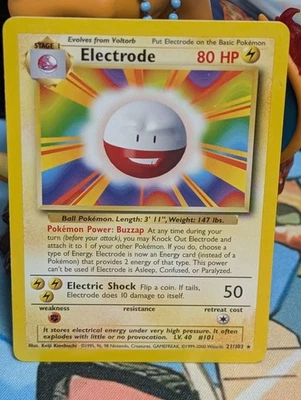 UK 4th Print 1999-2000 Pokemon ELECTRODE Card BASE Set 21/102 *Free Shipping* - Image 1 of 2