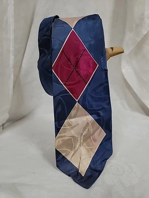 Corbata de Colección Wembley Años 40 50 Azul Rosa Argyle Jazzman Rockabilly Columpio 4" Foto 1 de 4
