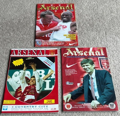 3 Arsenal FC 1990's Historic Event Match Programmes, Wenger arrives, Title Win + - Image 1 of 4