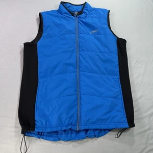 Asics Blue Black Vest Large Quilted Windbreaker Sleeveless Running Mens - Picture 1 of 9