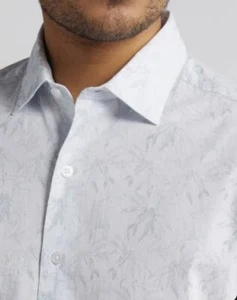 Camicia uomo XL tessuto hawaiano con bottoni foglia cotone ariosa nuova con etichette $ 155 ROBERT BARAKETT - Foto 1 di 17