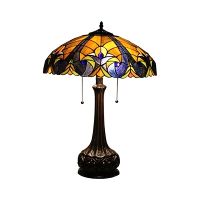 25.2" Antique Style Stained Glass Table Lamp - Image 1 of 4