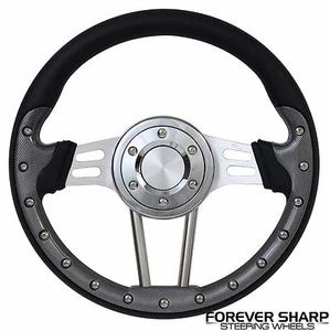 12.5" EZGo Carbon Fiber Steering Wheel w/ Column Cover Sleeve Set 2001-Up Models - Bild 1 von 3
