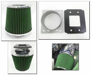 Green Cold Air Intake Filter + MAF Adapter For 1995-2004 Toyota Tacoma 2.4 2.7 - Foto 1 di 1
