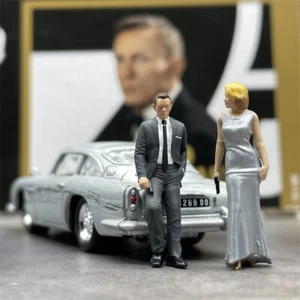 1/64 Scale Model Grey Suit 007 James Bond and Blonde Haired Bond Girl Figures - Picture 1 of 7
