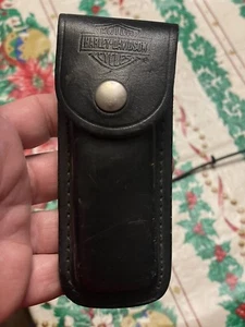 Harley Davidson Leather Knife Case Pouch Black Leather Motorcylces - Bild 1 von 4