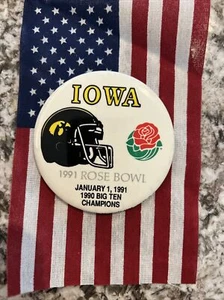 Iowa Hawkeyes Fútbol 1/1 1991 Rose Bowl Pinback Botón Washington Huskies 3" W - Imagen 1 de 1