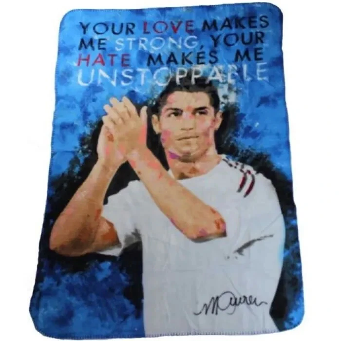 *Plaid polaire / couverture bleu Ronaldo 100% polyester 100x140cm - Photo 1/1