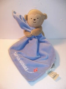 SECURITY BLANKET CARTER'S CHILD OF MINE CAPTAIN ADORABLE MONKEY BLUE /RATTLE EUC - Picture 1 of 5