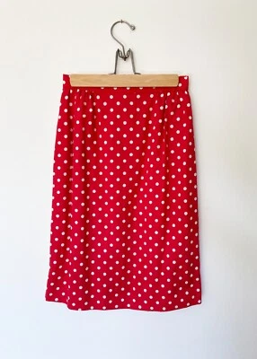 Falda lápiz de lunares hecha a mano de colección totalmente forrada abertura trasera con talla XS, roja Foto 1 de 4