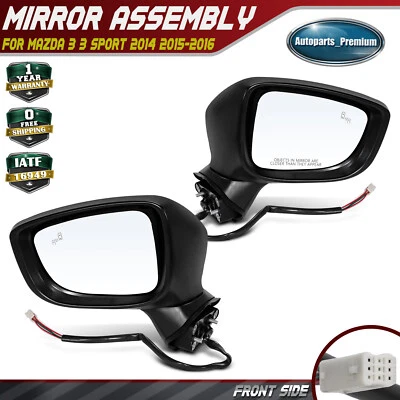 2x Espejo retrovisor eléctrico con monitoreo de punto ciego suave para Mazda 3 3 Sport 2014-2016 Foto 1 de 4