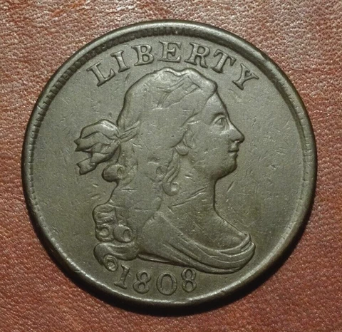 1808 DRAPED BUST HALF CENT, VF+  ~  BEAUTIFUL EXAMPLE WITH OUTSTANDING REVERSE! Cover