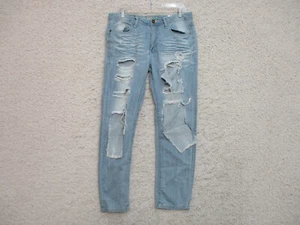 Machine Jeans 30 Damen Blau Denim Slim Straight Leg Distressed Light Wash Logo - Bild 1 von 12