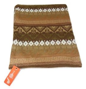 New Beige Geometric Alpaca Long Scarf Winter Snowboard Mountain Peru Fair Trade - Picture 1 of 2