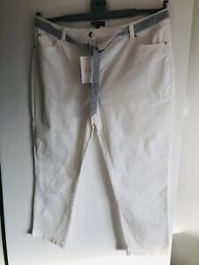 First Avenue White Cotton Trouser with belt, UK size 16
