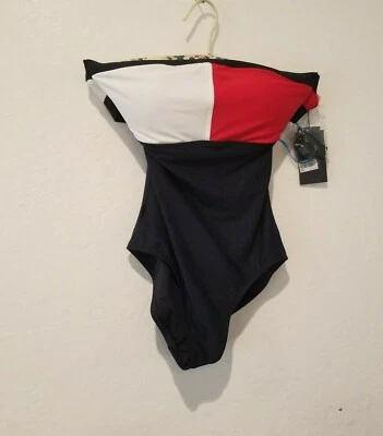 Traje de baño Tommy Hilfiger de una pieza sin tirantes en bloques de colores pequeño nuevo $98 Foto 1 de 4