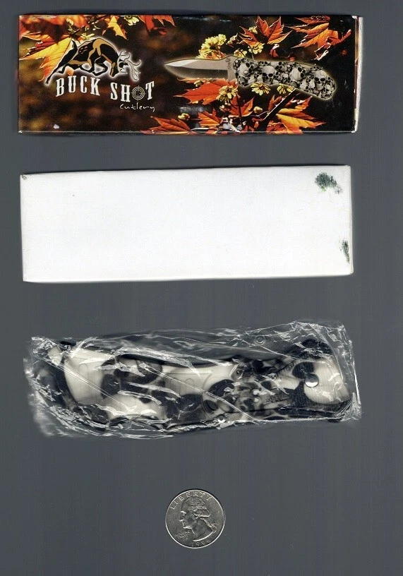 White Skull Camo Buckshot Serrated Blade Assisted Opening Pocket Knife 5.25" - Image 1 of 1