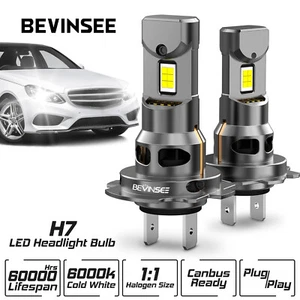 BEVINSEE 2x H7 LED Headlight Globes Kit Lamp Car 6000K Bulbs High Low Beam White - Picture 1 of 10