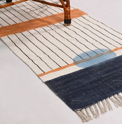Cotton Block Print Rug, Indian Rug for Bedroom, Living Room, Kitchen,Hallway Rug - Image 1 of 4