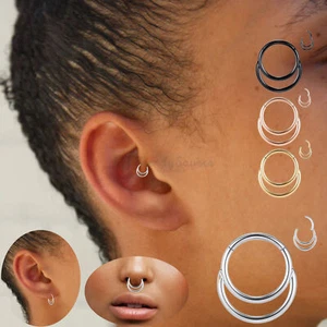 Surgical Stainless Steel 1pc Double Layered Ear Cuff Cartilage Helix Earrings - Picture 1 of 60