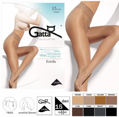 GATTA ESTELLA Damenstrumpfhose 15DEN T-Band Transparente halbmatte verch. Farben - Bild 1 von 4
