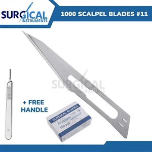 1000 Scalpel Blades #11 Surgical Dental ENT Instruments with Free #3 BP Handle - Picture 1 of 8