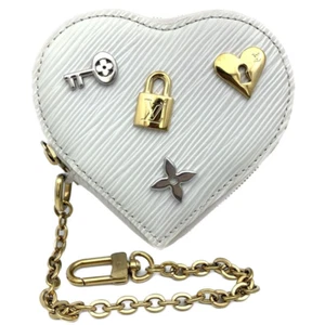 Louis Vuitton Coin Case Mini Wallet Heart White M63996 Epi Love Lock Women Japan - Picture 1 of 7