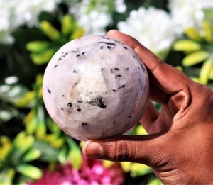 Large 90MM A+ Quality Natural Tourmalated Quartz Chakr Healing Sphere Ball - Picture 1 of 10