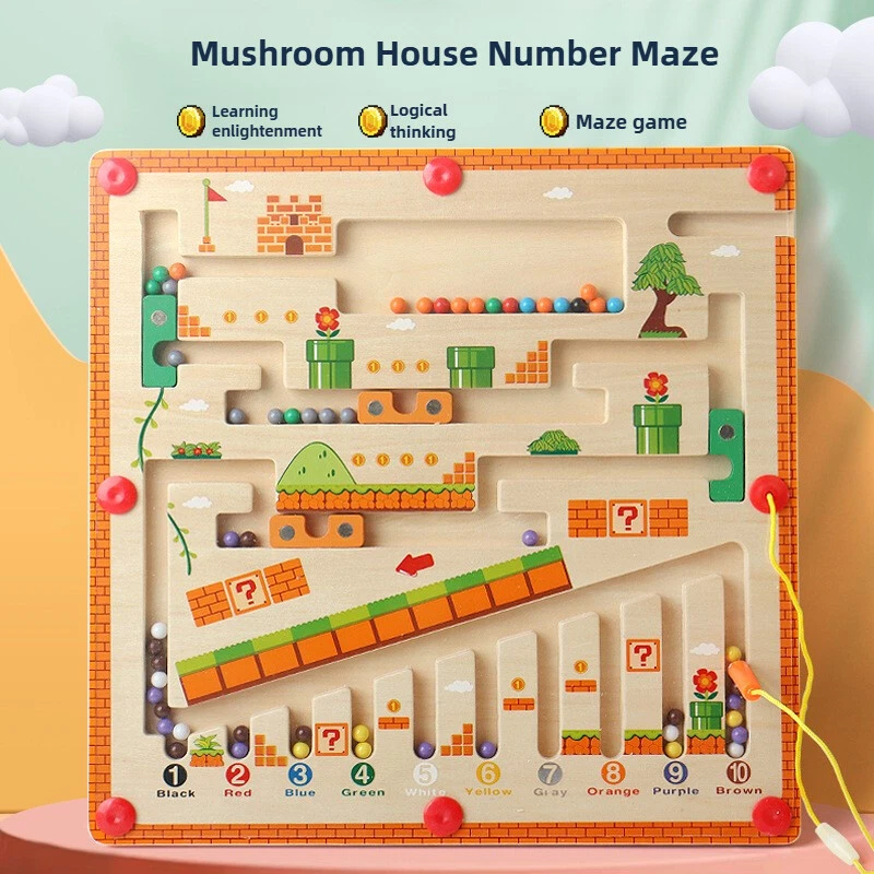 Magnetic Color And Number Maze Montessori Magnet Puzzle Board Educational Toys - image 1 of 4