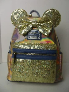 Mini Mochila Disney Loungefly Minnie Mouse EARidescent Gold Lentejuelas Nueva con Etiquetas - Imagen 1 de 9